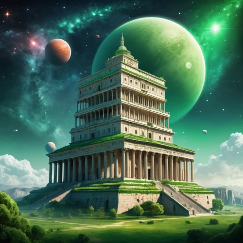 tower of babel,anahata,the ancient world,federation,fantasy picture,artemis temple,utopian,observatory,civilization,spacescraft,ancient city,copernican world system,ancient house,sci fiction illustration,ancient civilization,watchtower,the local administration of mastery,capitol,world digital painting,fractals art,Conceptual Art,Sci-Fi,Sci-Fi 30