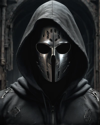 hooded man,assassin,masked man,iron mask hero,balaclava,male mask killer,hooded,with the mask,anonymous mask,templar,doctor doom,masked,vendetta,grim reaper,without the mask,reaper,masquerade,grim,skull mask,crossbones,Conceptual Art,Fantasy,Fantasy 33