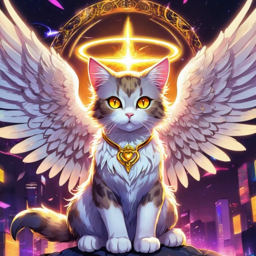 capricorn kitz,gryphon,lucifer,owl background,angelology,archangel,sphinx,cat vector,firestar,griffon bruxellois,uriel,messenger of the gods,pegasus,ori-pei,griffin,prophet,horus,magpie cat,angel,phoenix,Illustration,Japanese style,Japanese Style 03