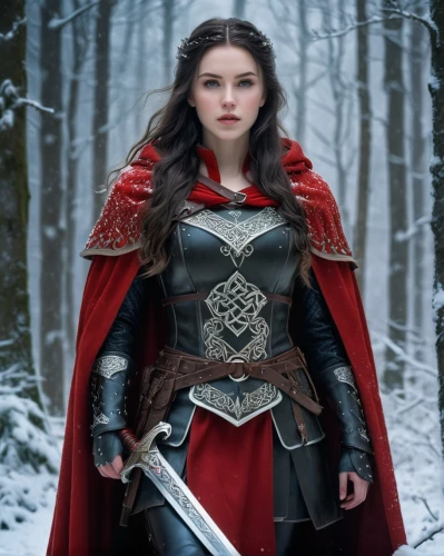 female warrior,warrior woman,scarlet witch,swordswoman,heroic fantasy,fantasy woman,the snow queen,strong woman,red coat,strong women,celtic queen,wonderwoman,elenor power,nordic,suit of the snow maiden,red tunic,snow white,joan of arc,red,red cape,Photography,Artistic Photography,Artistic Photography 15