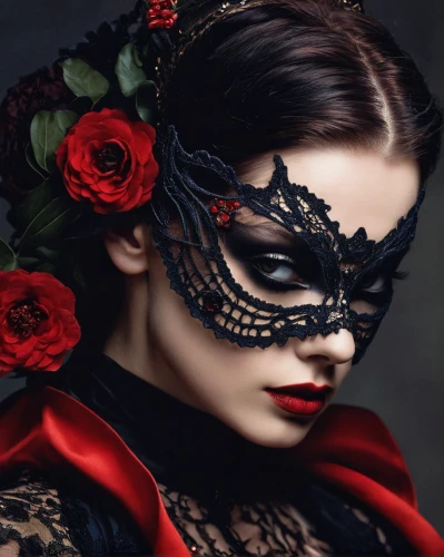 masquerade,venetian mask,gothic fashion,gothic woman,masked,masque,the carnival of venice,blindfold,masks,gothic style,vampire woman,with the mask,dark gothic mood,gothic portrait,black rose,vampire lady,red eyes,mask,black swan,queen of hearts