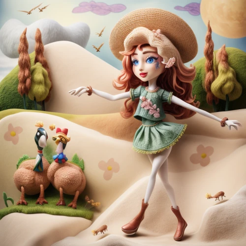 countrygirl,candy island girl,farm girl,agnes,3d fantasy,goatherd,wonderland,alice in wonderland,toy's story,milkmaid,fairy tale character,heidi country,clay doll,fairy world,kids illustration,princess anna,clay animation,fairytale characters,whimsical animals,country dress