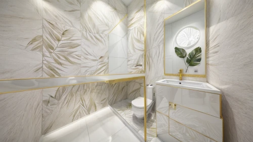 luxury bathroom,wall plaster,gold wall,interior decoration,interior design,bathroom cabinet,modern minimalist bathroom,ceramic tile,gold stucco frame,modern decor,marble,almond tiles,shower bar,contemporary decor,shower door,natural stone,wall panel,interior modern design,stucco wall,bathroom