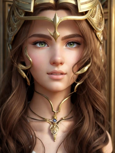 golden crown,gold crown,celtic queen,athena,ancient egyptian girl,female warrior,cleopatra,fantasy portrait,diadem,priestess,thracian,warrior woman,artemisia,zodiac sign libra,crown render,golden mask,sorceress,fantasy art,fantasy woman,minerva,Common,Common,Cartoon