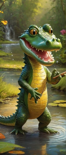 little crocodile,running frog,crocodile,water frog,little alligator,gator,alligator,aligator,frog background,crocodilian,marsh crocodile,muggar crocodile,croc,alligators,freshwater crocodile,crocodile woman,salt water crocodile,missisipi aligator,crocodiles,pond frog,Conceptual Art,Oil color,Oil Color 06