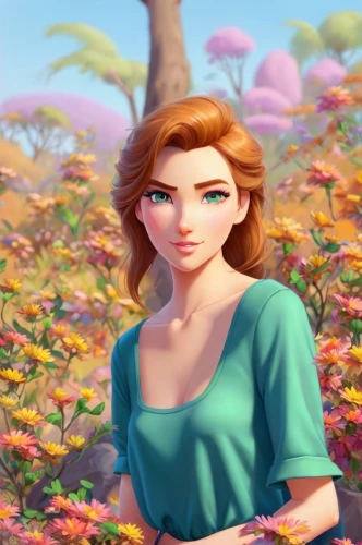 princess anna,girl in flowers,merida,girl picking flowers,flower background,spring background,flower painting,beautiful girl with flowers,princess sofia,springtime background,elsa,portrait background,girl in the garden,jasmine,holding flowers,tiana,marguerite,flora,world digital painting,rapunzel,Common,Common,Cartoon