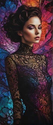 bodypainting,glass painting,la violetta,body painting,fantasy art,world digital painting,psychedelic art,fashion illustration,art painting,vanessa (butterfly),fractals art,fabric painting,faerie,oil painting on canvas,digital artwork,digital art,masquerade,aura,meticulous painting,faery