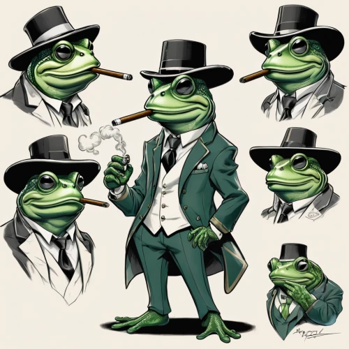 frog man,man frog,frog king,gentlemanly,frogs,reptillian,frog background,mobster,true frog,woman frog,frog prince,businessman,kermit,smoking man,mafia,amphibians,bullfrog,gentleman icons,kermit the frog,jiminy cricket,Unique,Design,Character Design