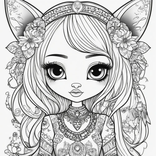 coloring pages,coloring page,cat line art,coloring pages kids,fairy tale character,line-art,chibi girl,line art,angel line art,lineart,line art wreath,line art animal,faun,faerie,doll cat,eyes line art,henna frame,valentine line art,zodiac sign gemini,little girl fairy,Illustration,Abstract Fantasy,Abstract Fantasy 10