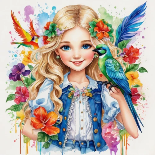 flower fairy,flower and bird illustration,little girl fairy,child fairy,faerie,fairy tale character,faery,garden fairy,fairy,vanessa (butterfly),fairy queen,blue birds and blossom,rosa 'the fairy,girl in flowers,boho art,fairy peacock,eglantine,rosa ' the fairy,cupido (butterfly),fairies,Conceptual Art,Fantasy,Fantasy 24