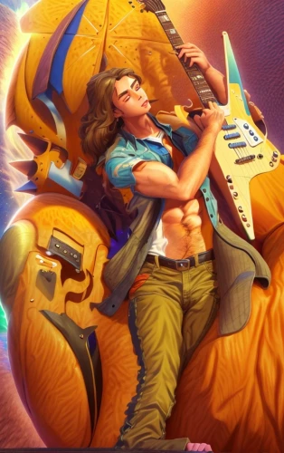 cg artwork,merman,he-man,art bard,dane axe,playmat,guitar player,guitar,game illustration,bard,free fire,tracer,sci fiction illustration,saxophone playing man,life stage icon,pinball,twitch icon,cancer icon,guitar solo,fantasy picture,Common,Common,Cartoon