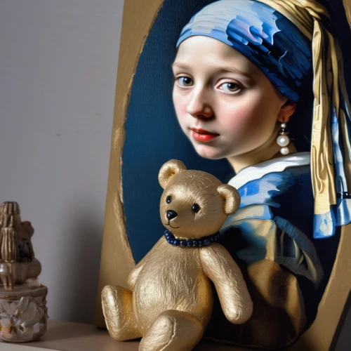 girl with a pearl earring,wooden doll,painter doll,vintage doll,girl with bread-and-butter,handmade doll,decorative figure,child portrait,wooden figure,artist doll,collectible doll,female doll,porcelain dolls,doll figure,blue and white porcelain,child with a book,wooden mannequin,wooden figures,girl sitting,dollhouse accessory,Photography,General,Natural