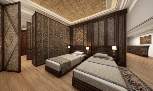 room divider,3d rendering,patterned wood decoration,ornate room,interior decoration,build by mirza golam pir,interior design,luxury home interior,ethnic design,interior decor,riad,hallway space,hotel hall,sleeping room,islamic architectural,search interior solutions,render,interior modern design,emirates palace hotel,moroccan pattern,Interior Design,Bedroom,Tradition,Oriental Opulence
