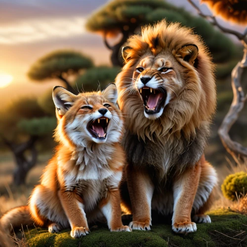 lions couple,lion children,two lion,male lions,lions,lion with cub,lionesses,roaring,roar,to roar,lion king,big cats,lion father,king of the jungle,wild animals,lion - feline,cute animals,the lion king,felines,wild life,Photography,General,Natural