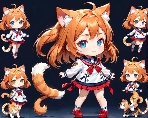 calico cat,calico,honoka,nyan,chestnut tiger,marmalade,vulpes vulpes,tails,tiger cat,vicuña,cat tail,cat kawaii,cute fox,chibi,tigerle,bengal,cat vector,cat child,doll cat,adorable fox,Anime,Anime,General