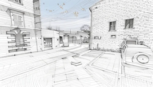3d rendering,wireframe graphics,townscape,game drawing,townhouses,houses clipart,camera illustration,camera drawing,virtual landscape,street plan,house drawing,3d rendered,wireframe,kirrarchitecture,roof terrace,narrow street,daylighting,alleyway,old linden alley,courtyard