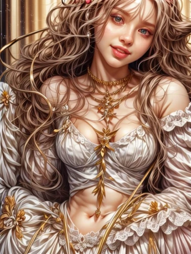 celtic queen,fairy tale character,golden haired,fantasy woman,fantasy art,celtic woman,fantasy portrait,jessamine,gold filigree,baroque angel,white rose snow queen,fantasy girl,fairy queen,aphrodite,rapunzel,female doll,bodice,angelica,libra,comely