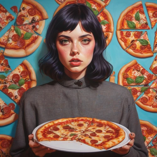 pizza,the pizza,pizza service,pizzeria,food icons,modern pop art,woman holding pie,diet icon,order pizza,pizza topping,slice of pizza,appetite,pepperoni pizza,oil painting on canvas,oil on canvas,antipasta,cool pop art,pizza hawaii,slices,pizza supplier,Conceptual Art,Daily,Daily 15