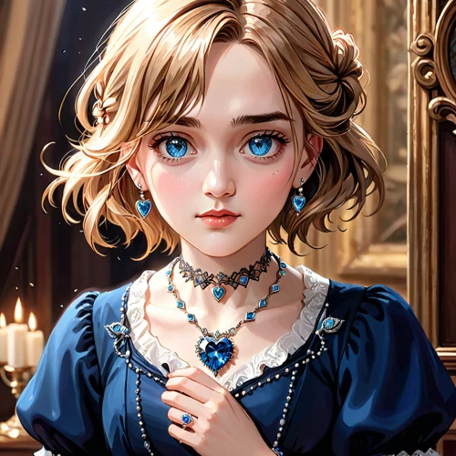 fantasy portrait,elsa,alice,cinderella,victorian lady,violet evergarden,vanessa (butterfly),victorian style,jessamine,game illustration,romantic portrait,fairy tale character,custom portrait,sapphire,princess anna,gothic portrait,darjeeling,blue heart,portrait of a girl,girl portrait,Anime,Anime,General