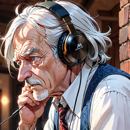 elderly man,pensioner,old age,old man,grandpa,man talking on the phone,grandfather,stan lee,old person,listening to music,headphone,geppetto,audiophile,elderly person,world digital painting,street musician,announcer,hearing,older person,artist portrait,Anime,Anime,General