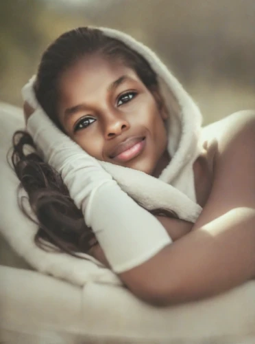 relaxed young girl,girl in bed,african american woman,beautiful african american women,woman on bed,girl in cloth,blanket,african woman,young girl,young woman,ethiopian girl,nigeria woman,black woman,maria bayo,retouching,beautiful young woman,girl with cloth,vintage female portrait,warm and cozy,young lady