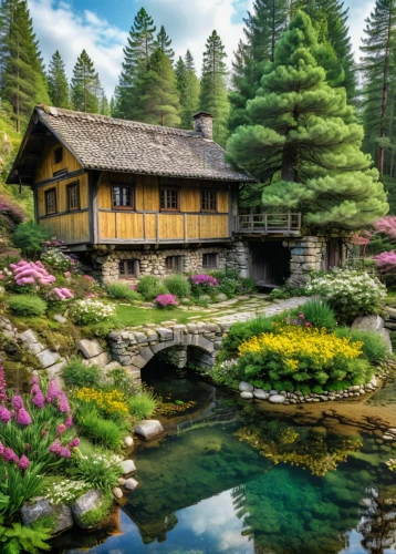 house with lake,house in mountains,summer cottage,water mill,house in the mountains,house in the forest,beautiful japan,home landscape,japan landscape,the cabin in the mountains,japan garden,beautiful home,house by the water,japanese garden,log home,beautiful landscape,cottage,emerald lake,idyllic,alpine village,Photography,General,Natural