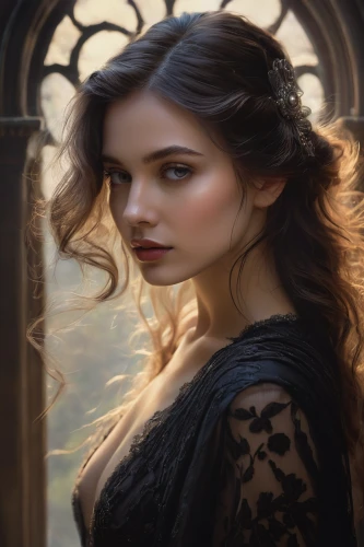 fantasy portrait,romantic portrait,mystical portrait of a girl,gothic portrait,fantasy art,gothic woman,enchanting,fantasy woman,sorceress,fantasy picture,celtic queen,romantic look,the enchantress,rapunzel,vampire woman,faery,victorian lady,fairy tale character,woman portrait,portrait background,Photography,General,Natural