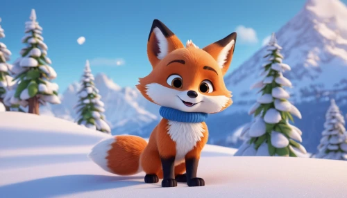 cute fox,adorable fox,a fox,fox,child fox,christmas fox,little fox,garden-fox tail,foxes,redfox,red fox,winter background,christmas snowy background,fox hunting,animal film,winter animals,foxtail,snow scene,orange,furry,Unique,3D,3D Character