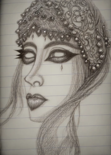 headdress,headpiece,vintage drawing,miss circassian,victorian lady,pencil and paper,venetian mask,graphite,gothic woman,ancient egyptian girl,gypsy soul,the hat of the woman,flapper,indian headdress,dead bride,the hat-female,woman's hat,the enchantress,diadem,head woman