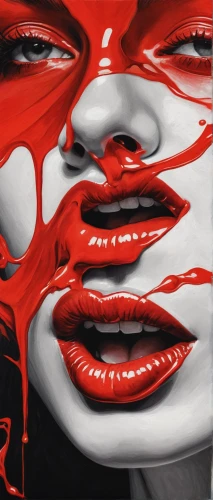 rouge,red paint,red throat,red lips,red lipstick,graffiti art,meticulous painting,lollo rosso,red banner,red hangover,art painting,red ribbon,oil painting on canvas,red fly,split personality,cool pop art,lips,fire red eyes,red lantern,lipstick,Photography,General,Natural