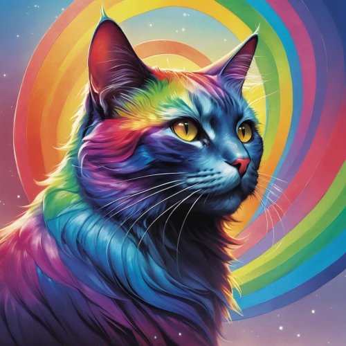 cat vector,rainbow background,rainbow pencil background,nyan,rainbow rabbit,capricorn kitz,rainbow unicorn,prism,raimbow,cat image,rainbow pattern,prism ball,rainbow colors,rainbow tags,cat on a blue background,feline,colors rainbow,colorful foil background,cartoon cat,drawing cat,Conceptual Art,Fantasy,Fantasy 03