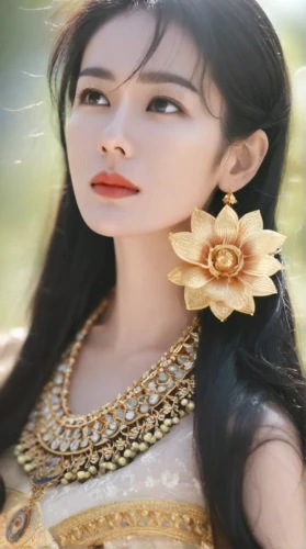 ao dai,vietnamese woman,miss vietnam,oriental princess,yellow rose background,phuquy,bia hơi,hanbok,gold jewelry,princess' earring,korean drama,inner mongolian beauty,arang,korean culture,bridal accessory,asian woman,vintage asian,xuan lian,kaew chao chom,viet nam