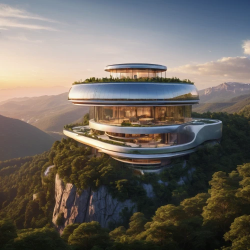 futuristic architecture,tigers nest,futuristic landscape,floating island,house in mountains,house in the mountains,glass rock,sky space concept,luxury real estate,sky apartment,chinese architecture,huangshan maofeng,luxury property,modern architecture,3d rendering,futuristic art museum,eagles nest,eco-construction,huangshan mountains,eco hotel,Photography,General,Natural