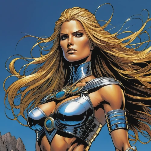 female warrior,head woman,ronda,valerian,heroic fantasy,captain marvel,warrior woman,fantasy woman,marvel comics,goddess of justice,birds of prey-night,wind warrior,huntress,x men,super heroine,birds of prey,breastplate,thor,swordswoman,hard woman,Illustration,American Style,American Style 02