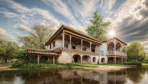 wooden house,house with lake,stilt house,house by the water,traditional house,russian folk style,ancient house,wooden church,frisian house,stilt houses,wooden houses,timber house,the danube delta,danube delta,moated castle,beautiful home,log home,romania,persian architecture,house in the forest,Common,Common,Natural