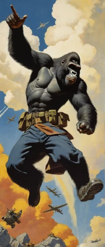 war monkey,kong,king kong,monkey soldier,gorilla soldier,gorilla,corsair,marine corps martial arts program,avenger hulk hero,kamikaze,kryptarum-the bumble bee,fury,great apes,bomber,monkey gang,hercules,rocket raccoon,heroic fantasy,silverback,warthog,Illustration,Realistic Fantasy,Realistic Fantasy 04