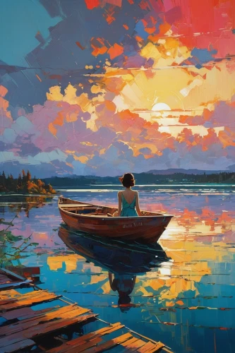 boat landscape,canoe,evening lake,row boat,fishing float,girl on the boat,boat,floating over lake,summer evening,little boat,water boat,boats,wooden boat,raft,idyllic,rowboat,calm water,kayaks,idyll,kayak,Photography,General,Natural