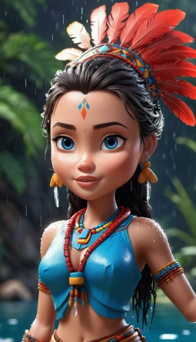 polynesian girl,pocahontas,moana,monsoon banner,polynesian,hula,tribal chief,warrior woman,cherokee,maya,aztec,female warrior,ashitaba,inka,maya civilization,rainbeads,polynesia,napali,indigenous culture,aztecs,Unique,3D,3D Character