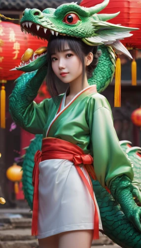 chinese dragon,dragon li,asian costume,chinese water dragon,dragon boat,goki,taiwanese opera,spring festival,martial arts uniform,mulan,green dragon,oriental girl,jeongol,happy chinese new year,chinese background,korean culture,xiaochi,hanbok,chinese art,asian culture,Illustration,Japanese style,Japanese Style 13