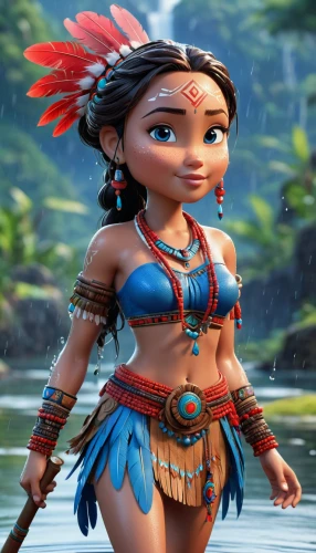 pocahontas,moana,polynesian girl,polynesian,hula,tribal chief,female warrior,warrior woman,polynesia,lilo,aztec,tribal,native american,inka,american indian,cherokee,maya,maori,luau,amerindien,Unique,3D,3D Character