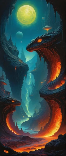 lava,fire planet,fantasy landscape,lava cave,molten,maelstrom,lava river,volcanic,lava balls,volcanic landscape,volcano,mushroom landscape,volcanic field,volcanos,fantasy art,burning earth,dragon fire,volcanism,fire background,door to hell,Illustration,Realistic Fantasy,Realistic Fantasy 03