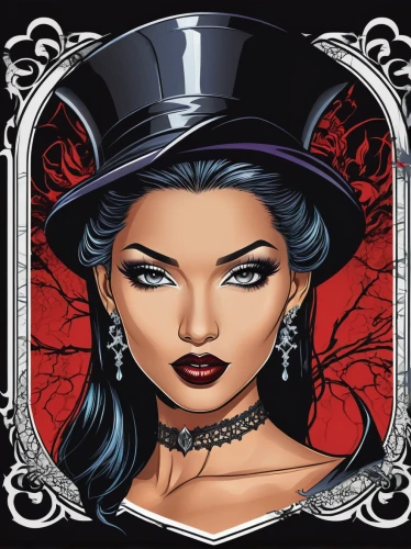 witch's hat icon,black hat,life stage icon,play escape game live and win,victorian lady,game illustration,ringmaster,vampire woman,steam icon,bowler hat,vampire lady,femme fatale,gothic portrait,download icon,gothic woman,vampira,blackjack,the hat-female,queen of hearts,top hat,Unique,Design,Logo Design