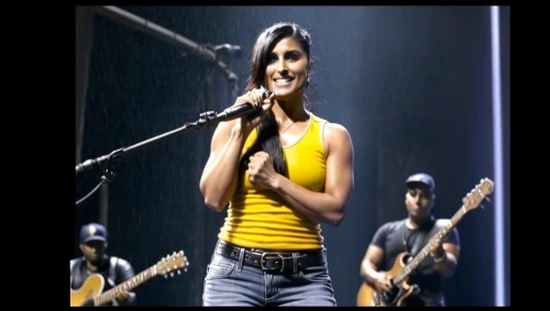 myna,melody,live performance,yellow taxi,playback,humita,live concert,veena,video clip,concert guitar,yellow background,yellow and black,seychelles scr,yellow,brandy,pooja,singing,kamini,video scene,yellow light