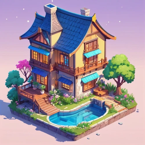 small house,pool house,little house,house by the water,summer cottage,treasure house,houses clipart,floating island,roof landscape,house with lake,lonely house,house roofs,wooden house,holiday villa,private house,seaside resort,isometric,housetop,tropical house,apartment house,Unique,3D,Isometric