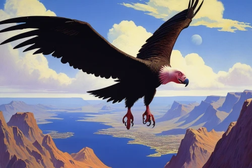 california condor,turkey vulture,andean condor,griffon vulture,wool head vulture,eagle illustration,condor,alpine chough,vulture,giant sea eagle,black vulture,bearded vulture,vulture african,steppe eagle,vultures,egyptian vulture,scarlet macaw,bird illustration,mongolian eagle,bald eagle,Conceptual Art,Sci-Fi,Sci-Fi 16