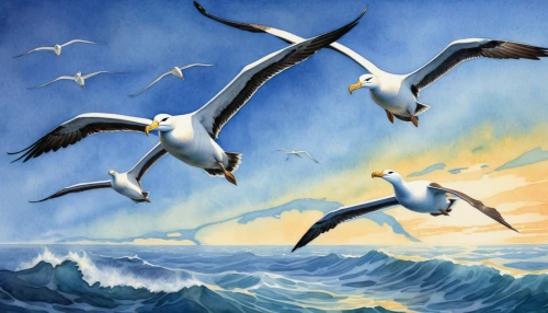 flying sea gulls,crested terns,sea birds,sea gulls,seabirds,gulls,silver gulls,seagulls flock,seagulls,terns,seagulls birds,migratory birds,birds of the sea,herring gulls,black headed gulls,birds in flight,laughing gulls,great white pelicans,pelicans,water birds,Illustration,Realistic Fantasy,Realistic Fantasy 03