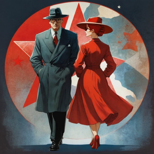 vintage man and woman,roaring twenties couple,vintage boy and girl,allied,vintage couple silhouette,vintage illustration,mobster couple,atomic age,spy visual,film poster,twenties of the twentieth century,maraschino,hat retro,casablanca,red hat,valentine day's pin up,roaring twenties,italian poster,retro 1950's clip art,gentleman icons,Illustration,Realistic Fantasy,Realistic Fantasy 04