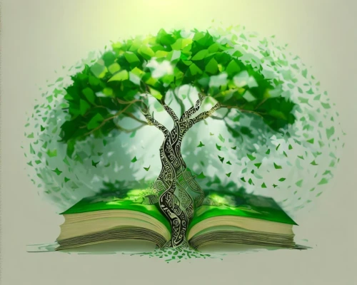 green tree,celtic tree,birch tree illustration,flourishing tree,sapling,magic tree,birch tree background,tree of life,magic book,green trees,forest tree,the branches of the tree,cardstock tree,leafed through,open book,watercolor tree,book illustration,a tree,turn the page,green background,Game&Anime,Pixar 3D,Pixar 3D