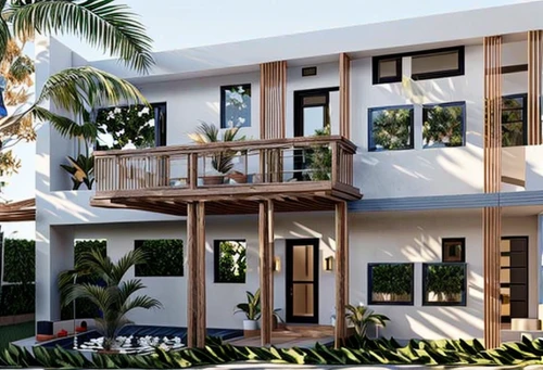 tropical house,holiday villa,modern house,seminyak,beach house,palm branches,3d rendering,smart house,eco-construction,luxury property,garden elevation,florida home,dunes house,beautiful home,residential house,beachhouse,two story house,block balcony,modern architecture,cube stilt houses