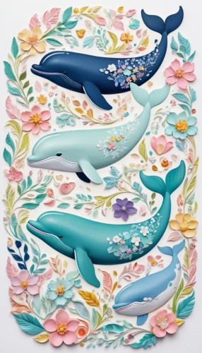 oceanic dolphins,dolphins,whales,bottlenose dolphins,dolphins in water,two dolphins,porpoise,dolphin background,marine mammals,sea mammals,common dolphins,marine mammal,whale,cetacea,mermaid vectors,water lily plate,cetacean,pot whale,whimsical animals,pilot whales,Conceptual Art,Fantasy,Fantasy 24